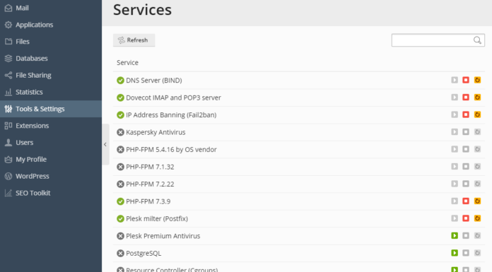 How to restart services in Plesk
