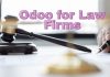 Odoo for Law Firms: How It Simplifies Case Management “A lawyer using Odoo’s Case Management Module on a laptop to manage client cases, documents, and billing in a law firm.”