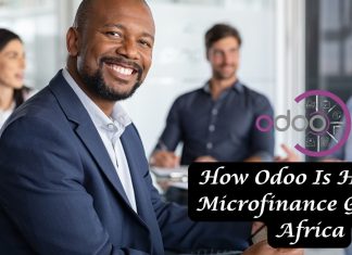 How Odoo Is Helping Microfinance Grow in Africa “A microfinance officer in Africa using Odoo on a tablet to manage client loans and track payments in the field.”
