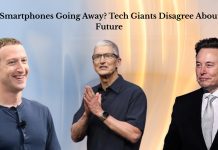 Are Smartphones Going Away? Tech Giants Disagree About the Future Illustration of a smartphone fading away as smart glasses and a brain chip appear beside it, symbolizing the future of communication technology.