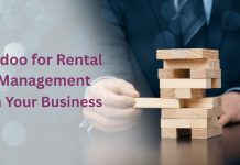 Benefits of Using Odoo for Rental Management in Your Business Business owner using Odoo’s Rental Management Module on a laptop to manage bookings and track rented items