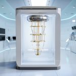 The Race to Build a 1000-Qubit Quantum Computer by 2031 — A Glimpse into the Future of Supercomputing “Futuristic quantum computer glowing with data lines, representing a 1,000-qubit breakthrough by 2031”