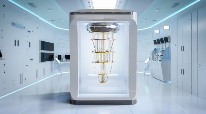 The Race to Build a 1000-Qubit Quantum Computer by 2031 — A Glimpse into the Future of Supercomputing “Futuristic quantum computer glowing with data lines, representing a 1,000-qubit breakthrough by 2031”