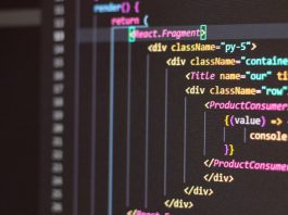 “Illustration of a person describing a website idea while an AI assistant writes computer code on a screen.”