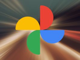 A phone displaying Google Photos with search results for ‘beach vacation’ and an AI assistant icon showing active background processing.