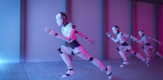 China’s Robot Startups Are Racing Ahead: How Innovation and Speed Are Changing the Game “Modern humanoid robot developed by a Chinese startup walking in a tech expo, surrounded by a crowd”