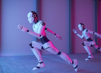 China’s Robot Startups Are Racing Ahead: How Innovation and Speed Are Changing the Game “Modern humanoid robot developed by a Chinese startup walking in a tech expo, surrounded by a crowd”