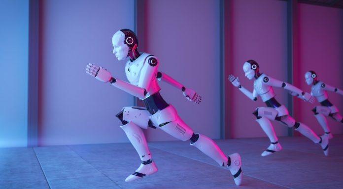 China’s Robot Startups Are Racing Ahead: How Innovation and Speed Are Changing the Game “Modern humanoid robot developed by a Chinese startup walking in a tech expo, surrounded by a crowd”