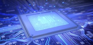 Bridging Two Worlds: How a Tiny Chip Connects Microwaves and Light A tiny silicon chip sitting on a fingertip, symbolizing the future of quantum communication by linking microwaves and light.