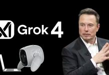 Grok 4: Elon Musk’s New AI Chatbot That’s Smarter, Safer, and Ready to Talk A sleek digital illustration of Grok 4 chatbot with glowing eyes on a laptop screen, symbolizing advanced conversation and AI learning in real-time.