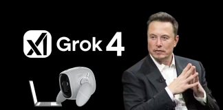 Grok 4: Elon Musk’s New AI Chatbot That’s Smarter, Safer, and Ready to Talk A sleek digital illustration of Grok 4 chatbot with glowing eyes on a laptop screen, symbolizing advanced conversation and AI learning in real-time.