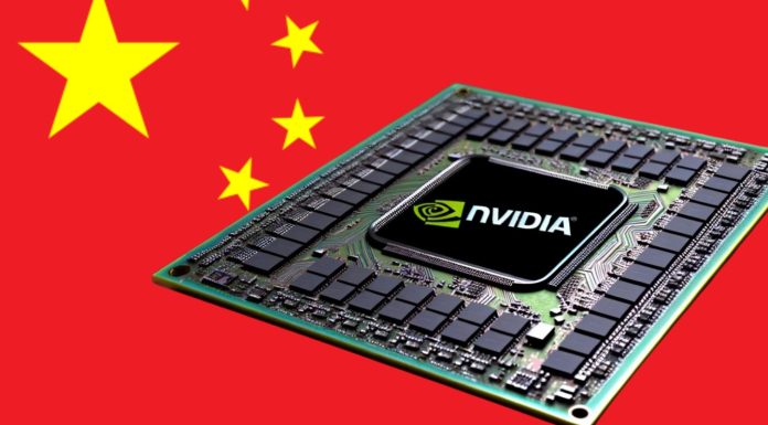 NVIDIA, AI Chips, and China: What’s Going On? “NVIDIA AI chip illustration with global map showing tech trade tensions between USA and China”