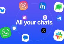 Beeper’s Big Comeback: One App to Chat with Everyone, Now Safer and Smarter "Person holding a phone with Beeper app on screen, showing multiple chat icons in one inbox – symbolizing unified messaging"