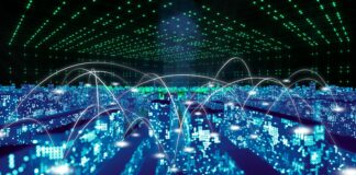 California Forever: A New City Dream with Big Tech Plans A futuristic tech park surrounded by green fields and solar panels, with people walking and working in clean, modern buildings