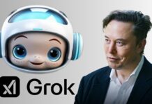 Baby Grok: Elon Musk’s New AI Buddy for Kids  Illustration of a child happily interacting with an AI chatbot named Baby Grok on a tablet screen, symbolizing fun and safe learning