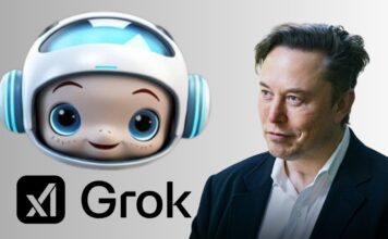 Baby Grok: Elon Musk’s New AI Buddy for Kids Illustration of a child happily interacting with an AI chatbot named Baby Grok on a tablet screen, symbolizing fun and safe learning