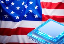 U.S. Officials Weigh Tracking AI Chip Locations — But It’s More Complex Than It Sounds "A graphic of an AI chip with a location pin icon hovering above it, symbolizing tracking technology and export control."