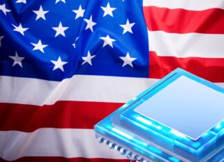 U.S. Officials Weigh Tracking AI Chip Locations — But It’s More Complex Than It Sounds "A graphic of an AI chip with a location pin icon hovering above it, symbolizing tracking technology and export control."