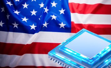 U.S. Officials Weigh Tracking AI Chip Locations — But It’s More Complex Than It Sounds "A graphic of an AI chip with a location pin icon hovering above it, symbolizing tracking technology and export control."