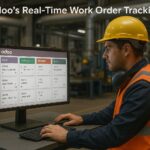 Late Deliveries Again? Here’s How Odoo’s Real-Time Work Order Tracking Fixes That Factory workers tracking production in real time using Odoo ERP dashboards and Gantt charts