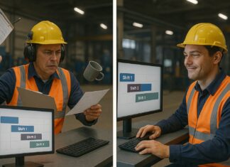 Fix Shift Overlaps and Idle Time with Odoo’s Work Center Calendar | Smart Factory Scheduling by Zolute Odoo Work Center Calendar dashboard showing machine and shift timelines with no overlaps