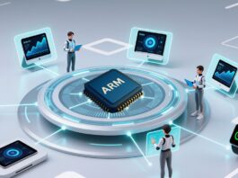 Graphic of Meta and Google logos connected by AI chip integration.