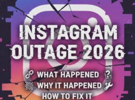 Line graph showing a sudden spike in Instagram outage reports in February 2026, followed by gradual service recovery over time.