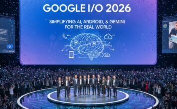 Overwhelmed by Rapid Tech Shifts? How Google I/O 2026 Will Simplify AI, Android, and Gemini for the Real World Google I/O 2026 keynote stage showcasing AI announcements focused on Gemini and Android ecosystem integration.