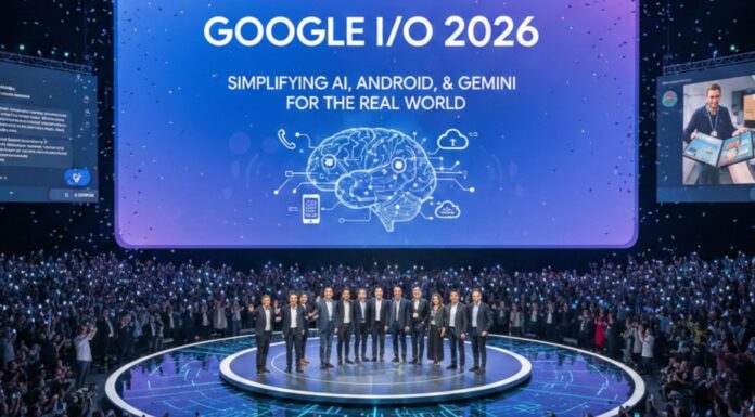 Overwhelmed by Rapid Tech Shifts? How Google I/O 2026 Will Simplify AI, Android, and Gemini for the Real World Google I/O 2026 keynote stage showcasing AI announcements focused on Gemini and Android ecosystem integration.
