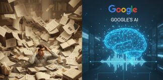 Drowning in Documents? How Google’s AI Audio Summaries Turn Reading Overload into Actionable Insights Diagram showing AI workflow converting long documents into structured audio summaries using semantic analysis and voice synthesis.