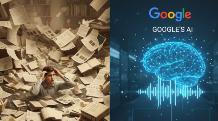 Drowning in Documents? How Google’s AI Audio Summaries Turn Reading Overload into Actionable Insights Diagram showing AI workflow converting long documents into structured audio summaries using semantic analysis and voice synthesis.