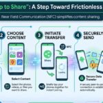 Android’s “Tap to Share”: A Step Toward Frictionless Connectivity Android smartphone demonstrating tap-to-share file transfer feature using proximity, enabling instant data sharing between two devices similar to iPhone AirDrop.